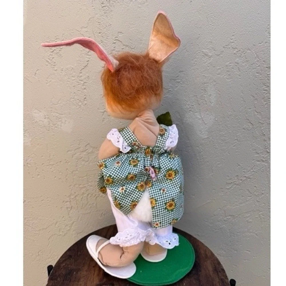 Vintage 96 Annalee Dolls Bunny Rabbit Sunflower Gingham Dress Easter Decor